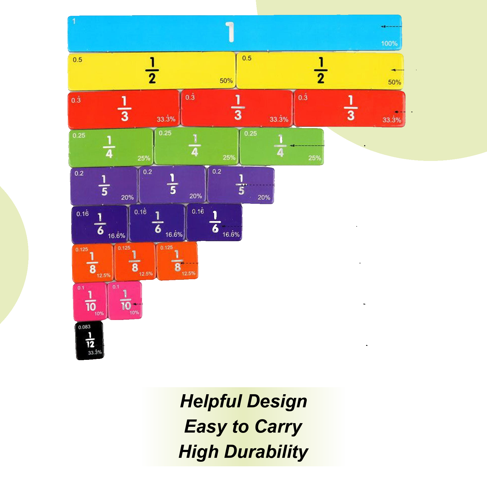 Kids Education Group - Fraction Manipulatives Educational Math Learning Manipulatives