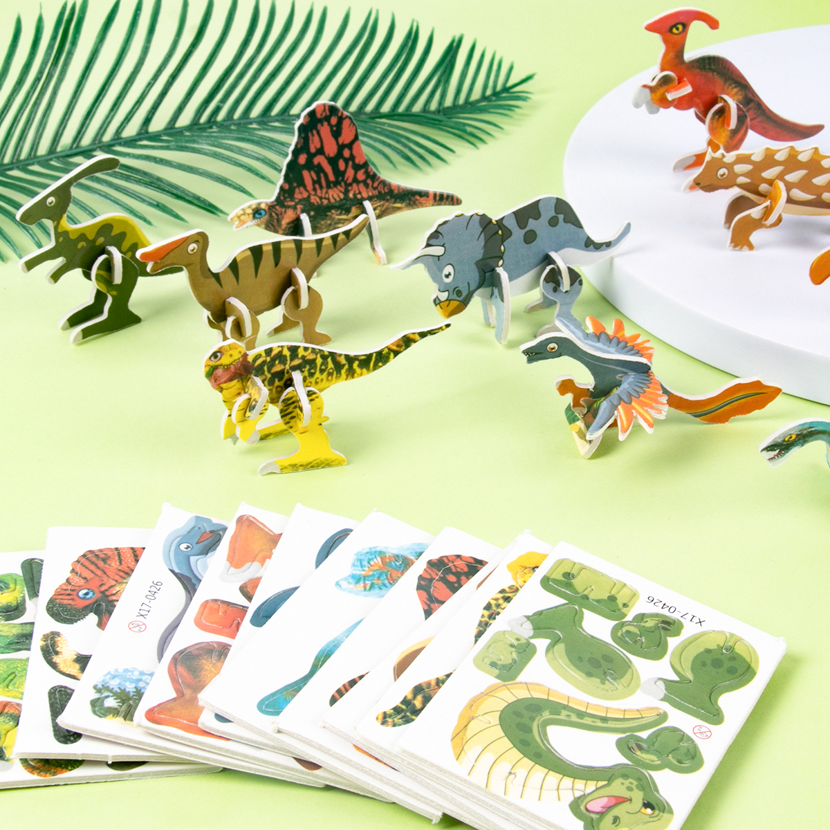 Kids Joy Education - 10pcs Cartoon Dinosaur Paper 3D Puzzle