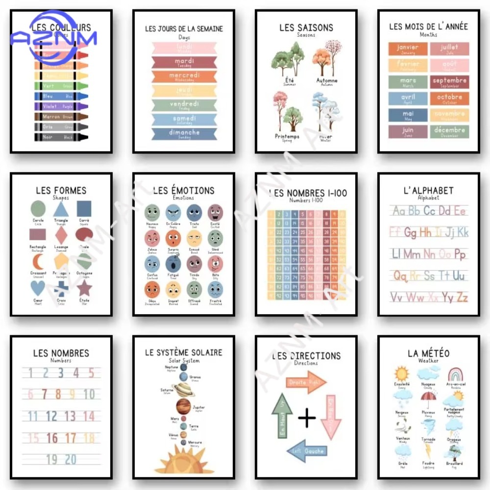 Kids Education School - 1Pc Bilingual French Educational Learn Number