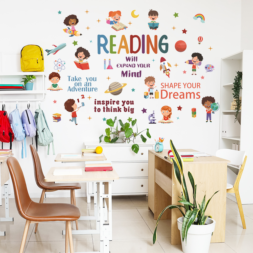 Kids Education Quotes - Reading Inspirational Wall Stickers Kids Classroom