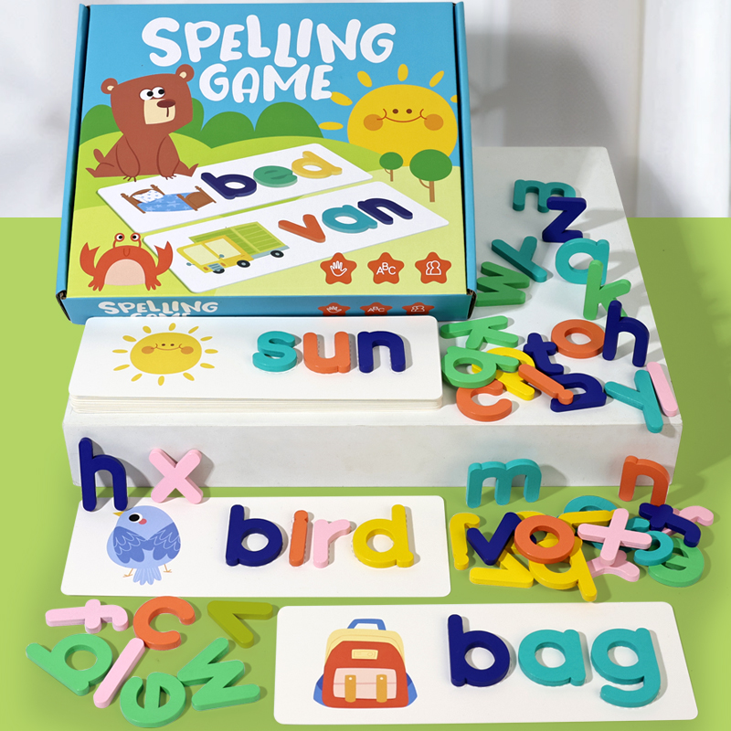 Kids Educational Games Learn English - Montessori Wooden Alphabet Puzzle - Letter
