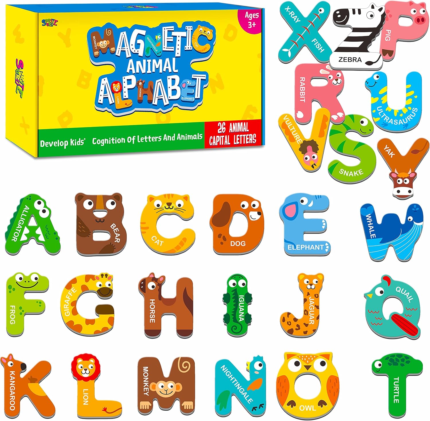 Kids Education Images - Magnetic Letters for Fridge, Large Animal