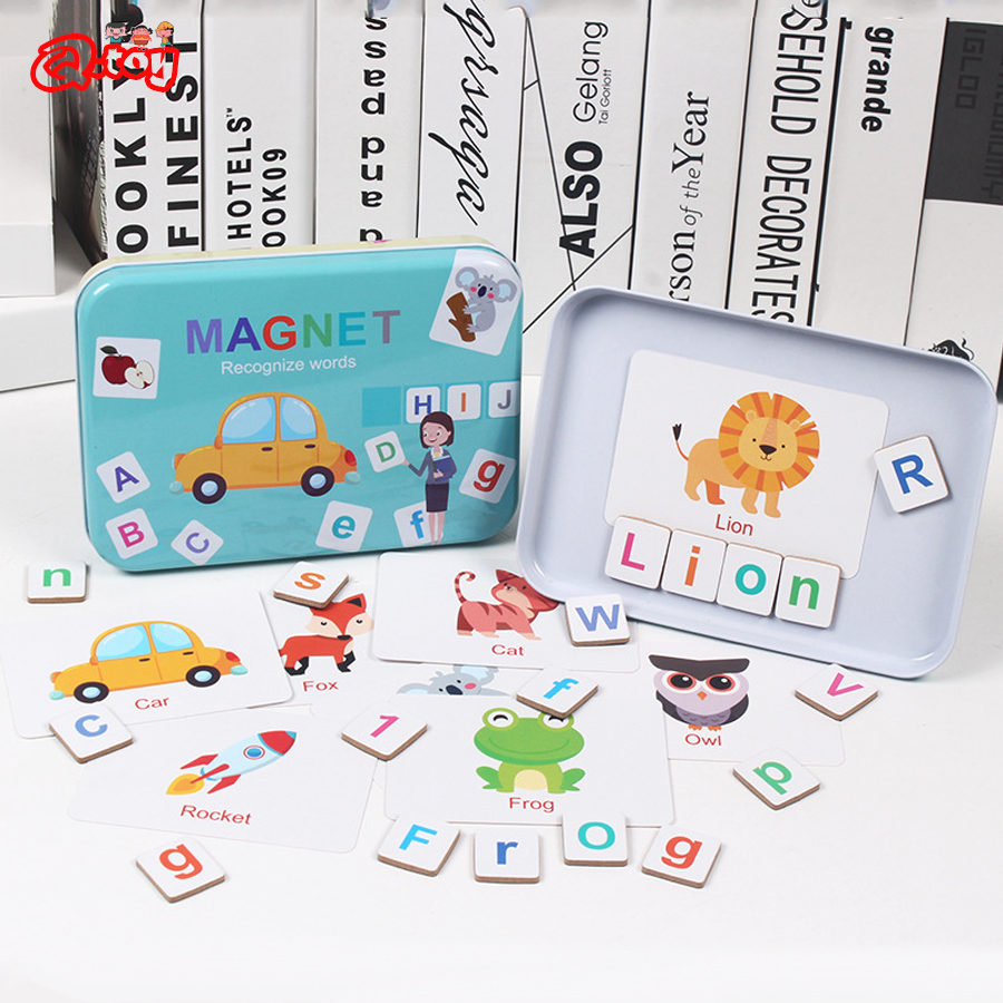 Kids Educational Games Learn English - Wooden Puzzle Flash Cards Game Letter