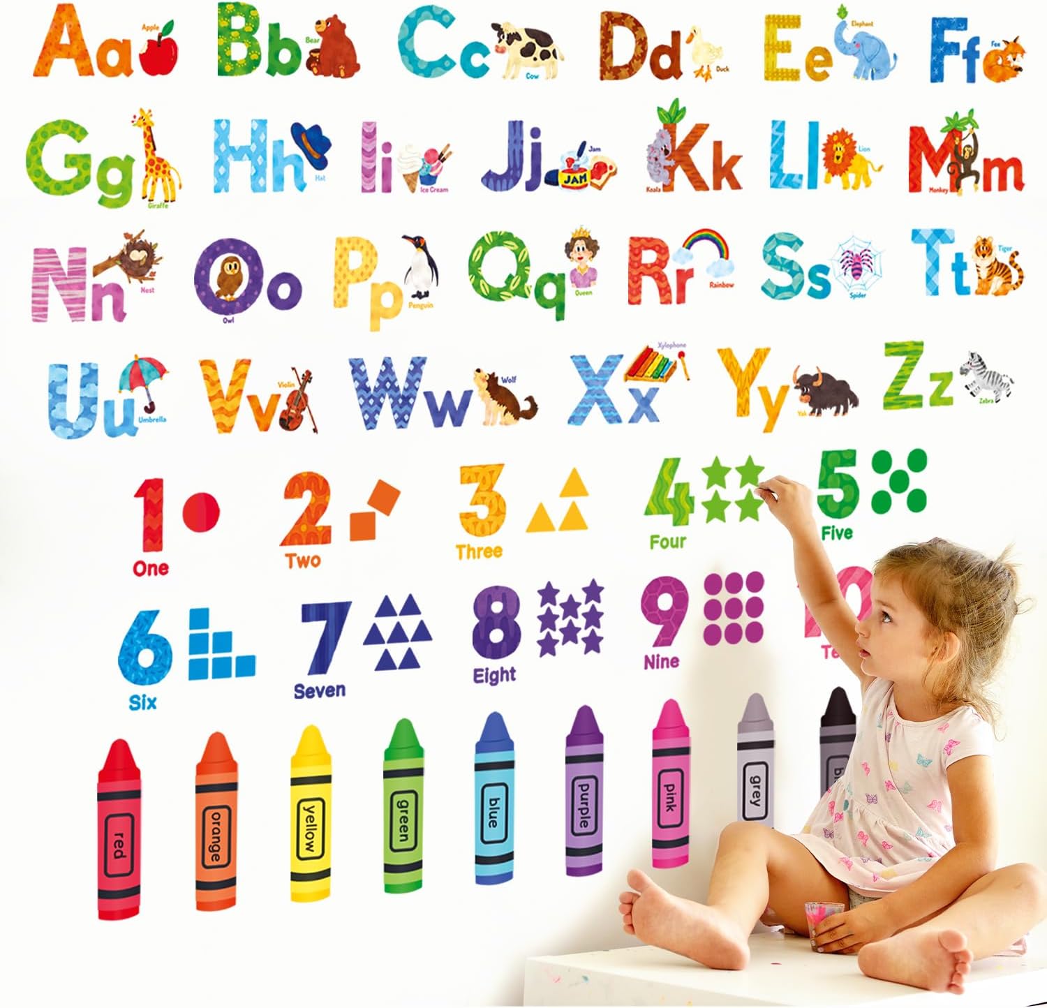 Animal Alphabet Numbers Decals - Kids Education Images ulasan dan harga