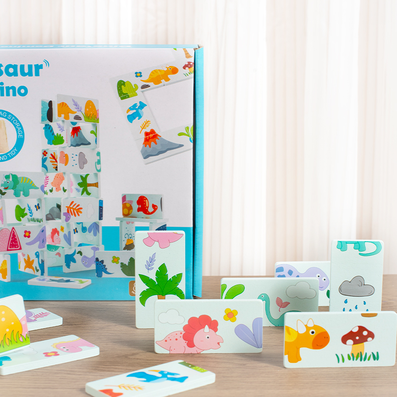 Wooden Toy Dinosaur Domino Ani - Kids Education Images ulasan dan harga