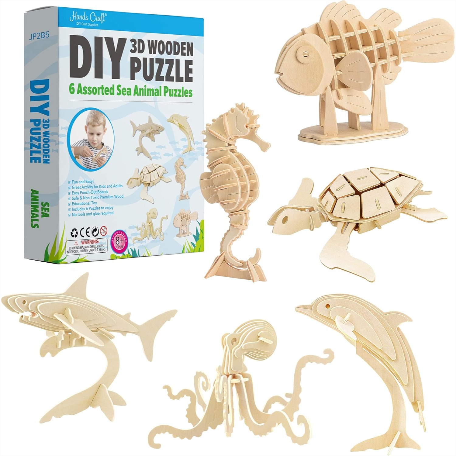 3D Wooden Puzzle Sea Animals B - Kids Education Images ulasan dan harga